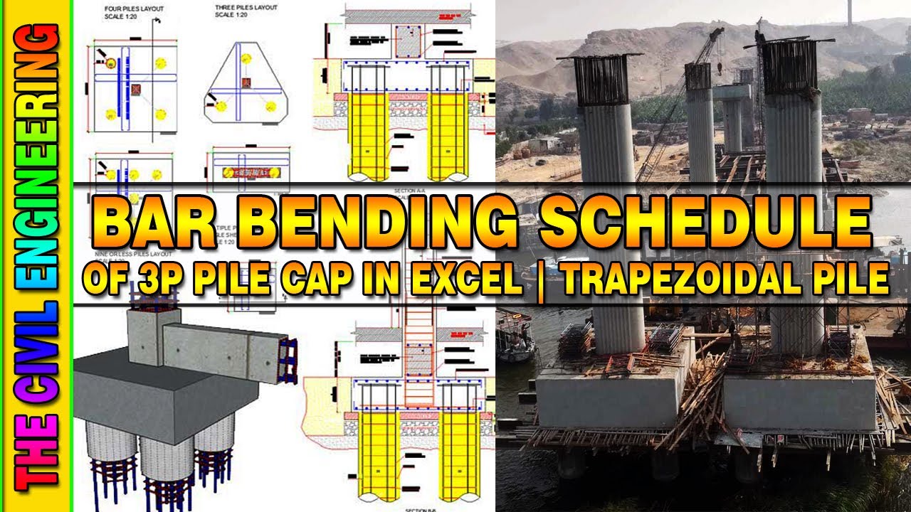 How to Make BBS of Pile Cap in Excel |  Bar Bending Schedule | Trapezoidal 3P Pile Cap in Urdu/Hindi
