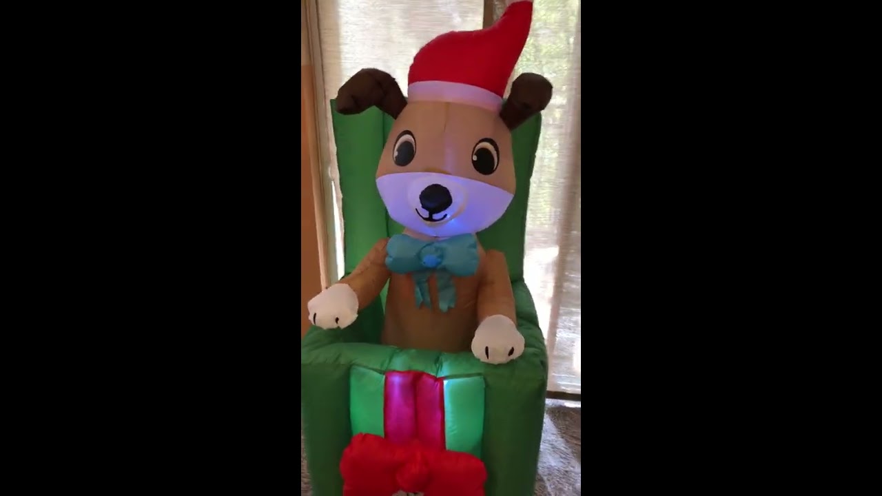 Gemmy Christmas Airblown Inflatable New For 2020 Lowes Animated Puppy In Present Blow Up Decoration
