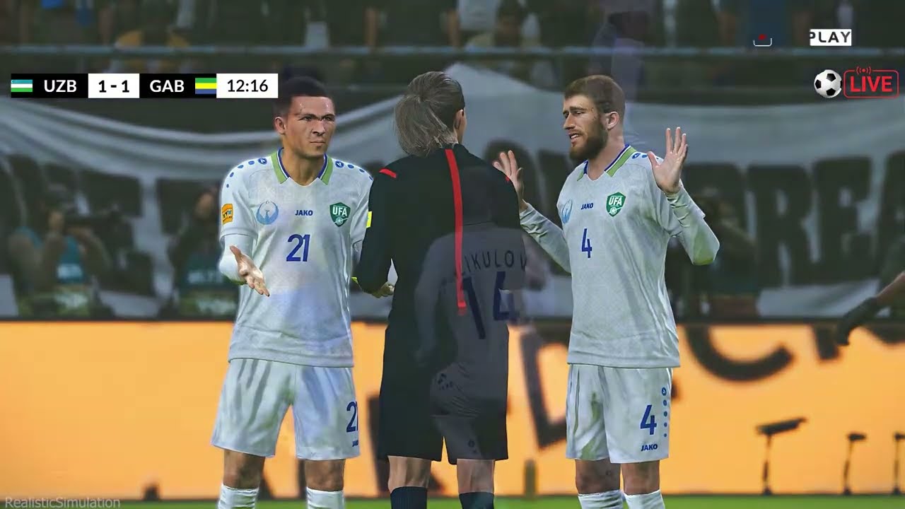 O'zbekiston - Gabon | FIFA Seriyasi 2026 | Pes21 Simulyatsiyasi bo'yicha jonli o'yin