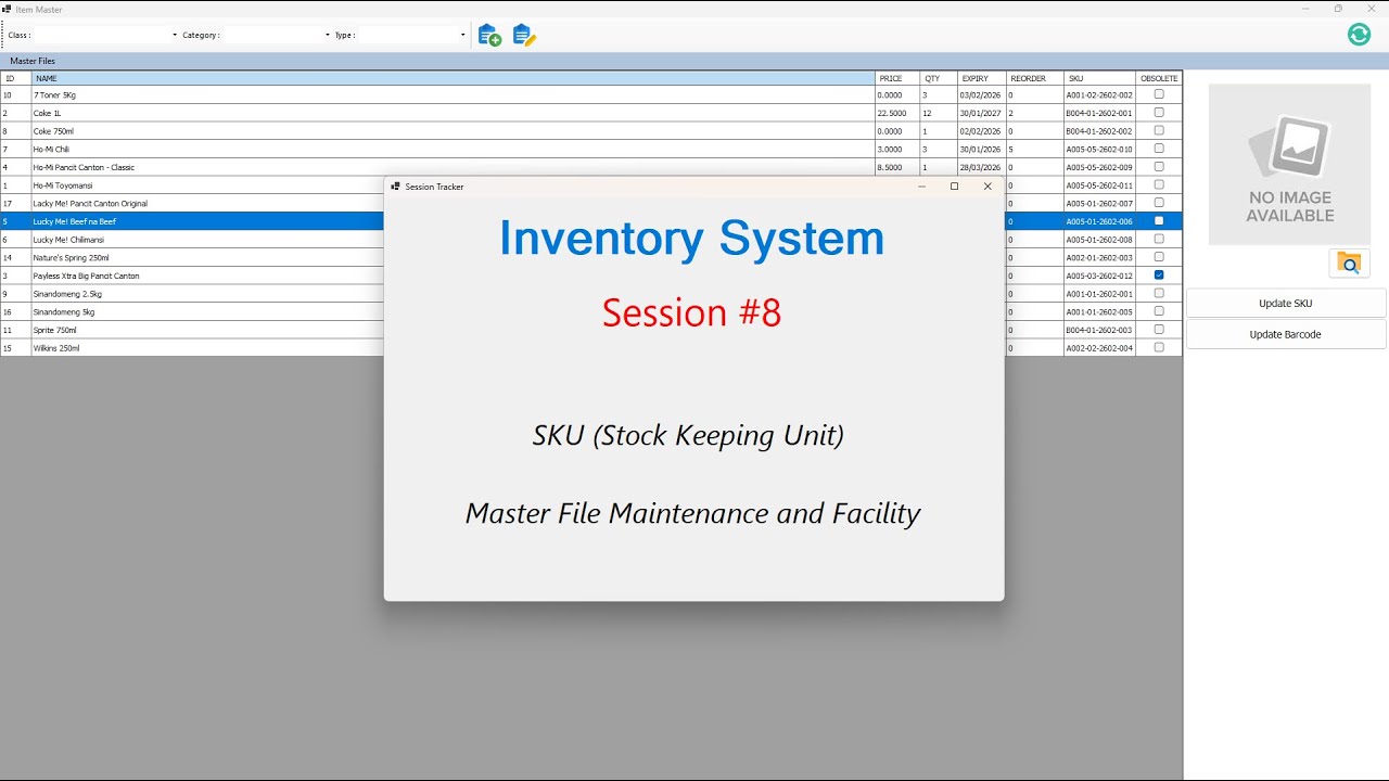 INVs8 - Inventory System - Session #8 - SKU (Stock Keeping Unit)