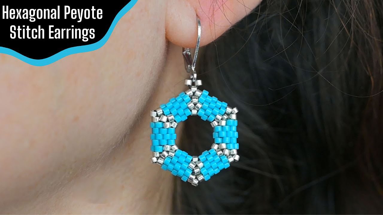 Hexagonal Peyote Stitch Earrings - Tutorial || DIY
