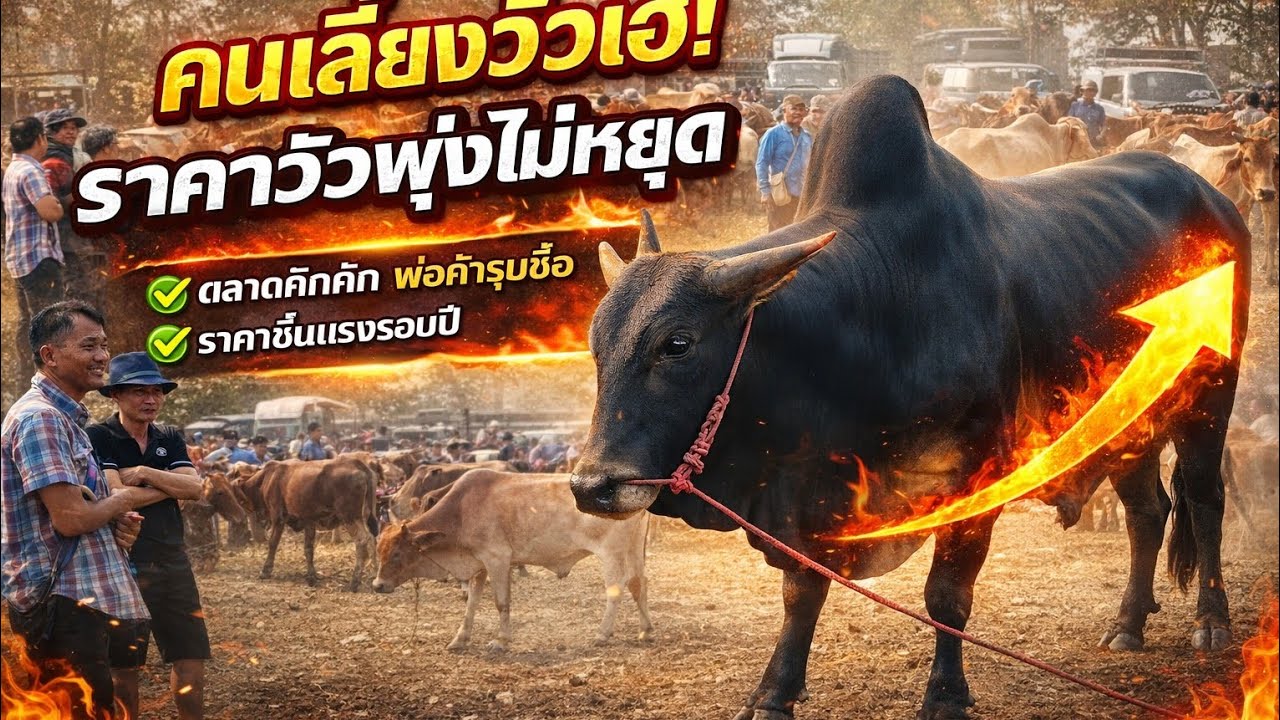 คนเลี้ยงวัวได้เฮ ราคาวัวพุ่งแรงไม่หยุด #ฟาร์มวัว #ตลาดนัดโคกระบือ 