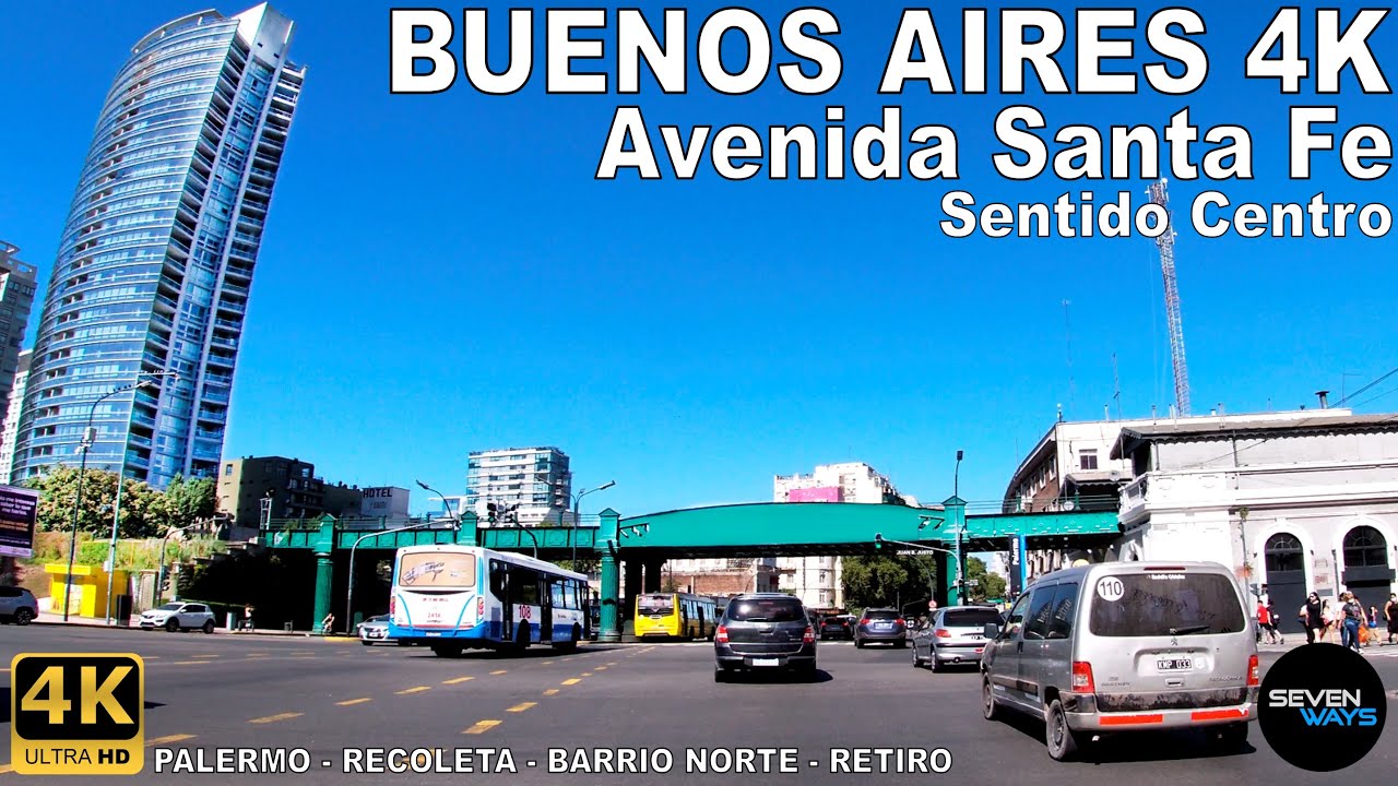 [4K] BUENOS AIRES - AVENIDA SANTA FE (Palermo/Recoleta/Barrio Norte/Retiro) - Sentido Centro
