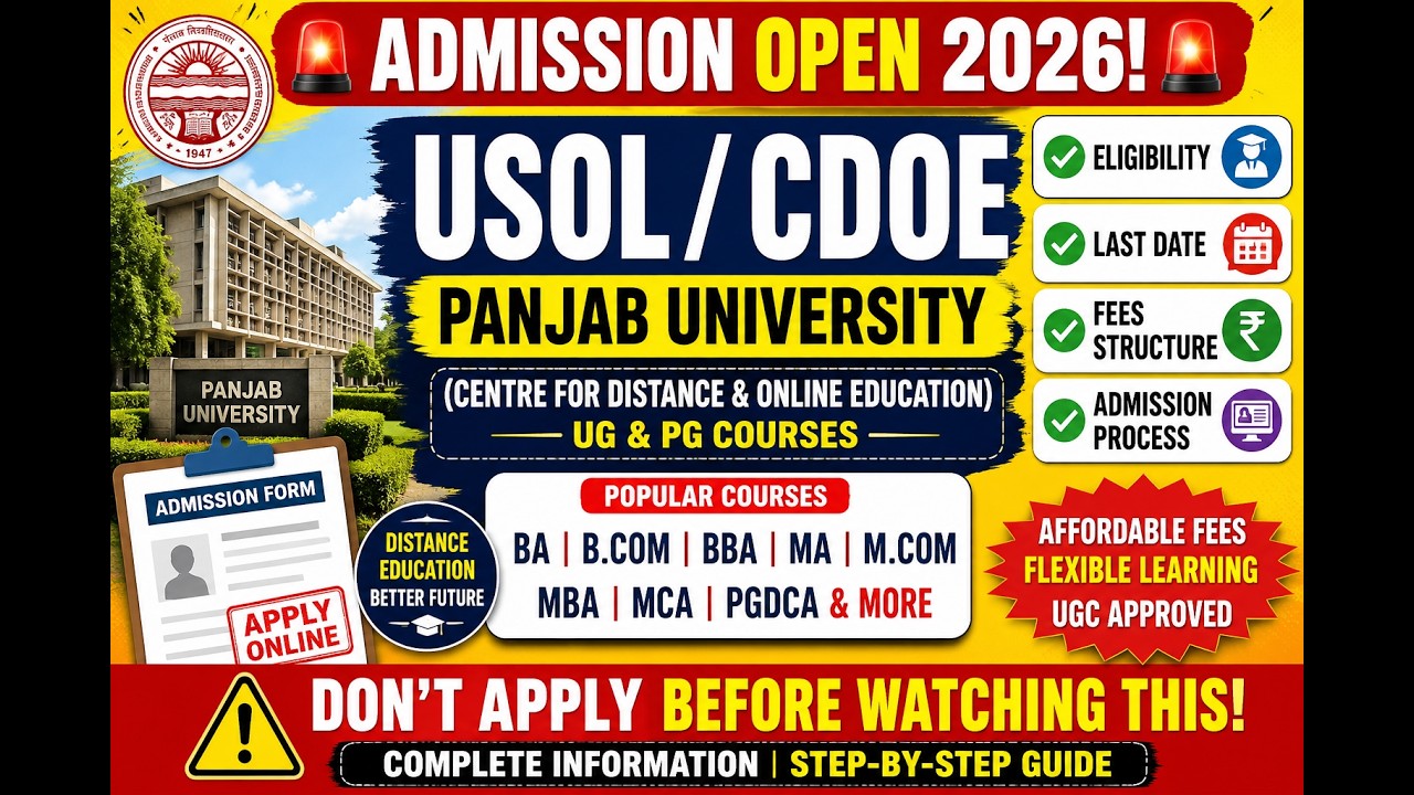 USOL Admission 2026-27Full Details 🎓 | BA, B.Com, MA, M.Com, MBA | Eligibility + Last Date Explained