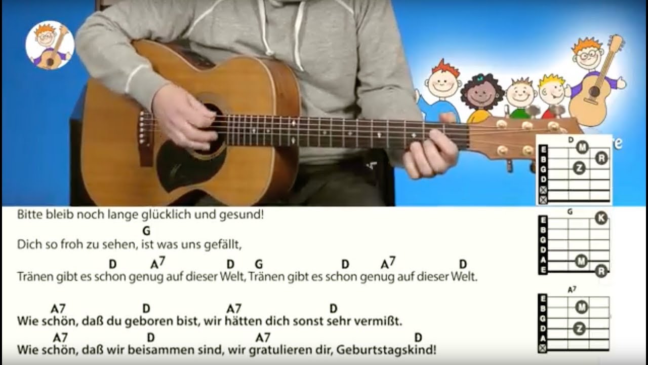 Wie schön, dass du geboren bist - Rolf Zuckowski, Geburtstagslied mit Akkorden