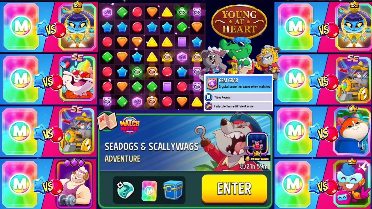 8 Players/ Adventure Seadogs and Scallywags/ Gem Grab+Rainbow Match Masters