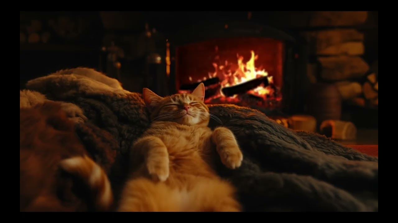 cat in fireplace sleeping-gato en chimenea durmiendo #gatos #gato #chimenea #dormir #sleep #sleeping