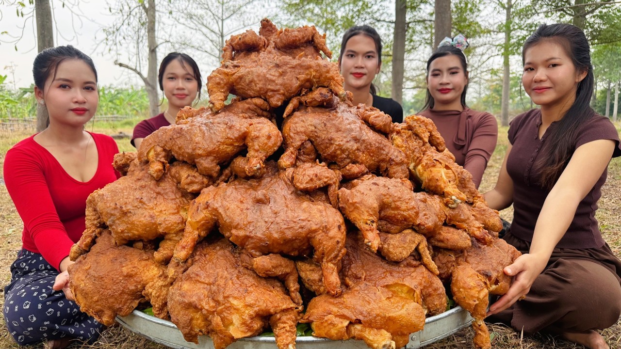 Amazing cooking deep fried chicken with rice recipe
