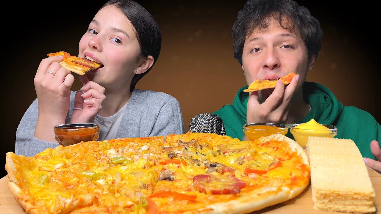 ASMR Hawaiian & Pepperoni Pizza Mukbang Eating Sounds Tati ASMR