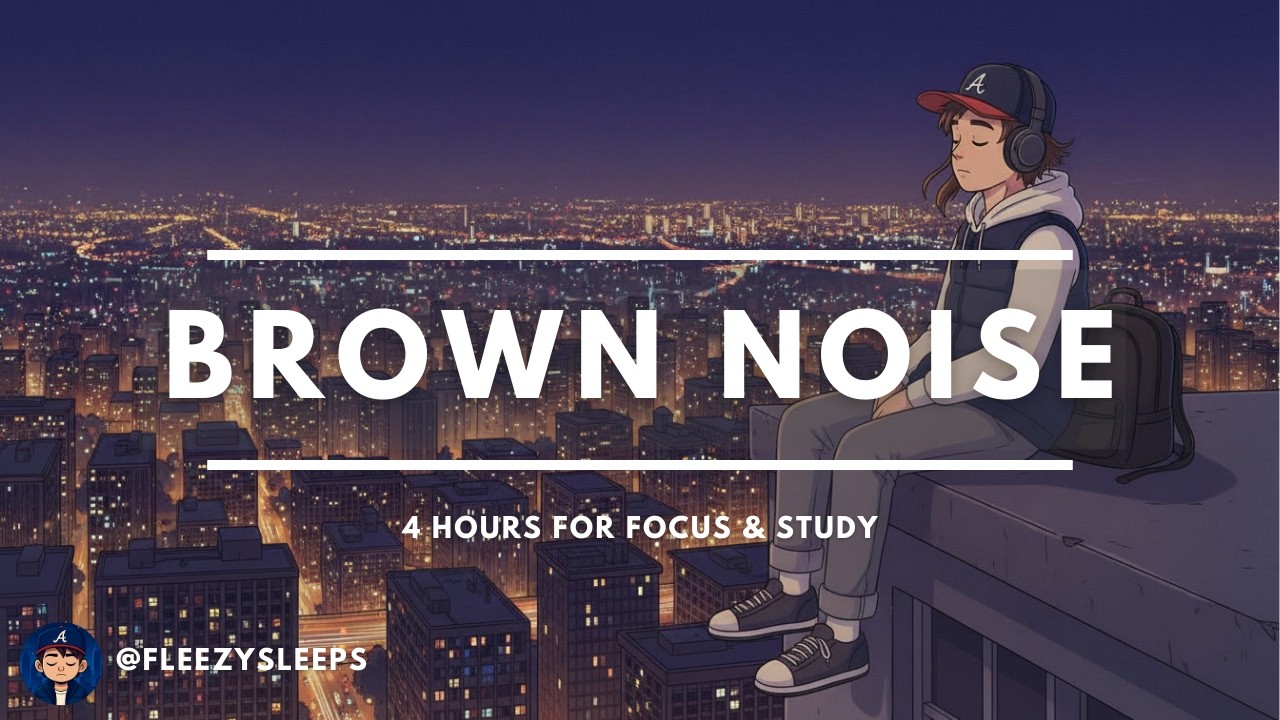 Brown Noise - 4 Hours For Focus & Study | FleezySleeps