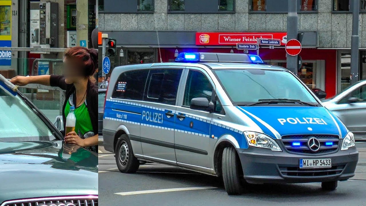 [POLIZEI FRANKFURT gegen illegale FENSTERPUTZER] - VERFOLGUNG & FLUCHT | Platz der Republik