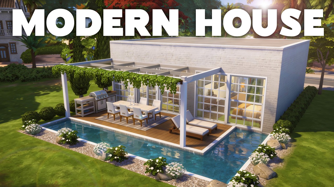 Modern Small House in Tomarang | Cozy Yellow & Green Home with Pool | The Sims 4 Speed Build (No CC)