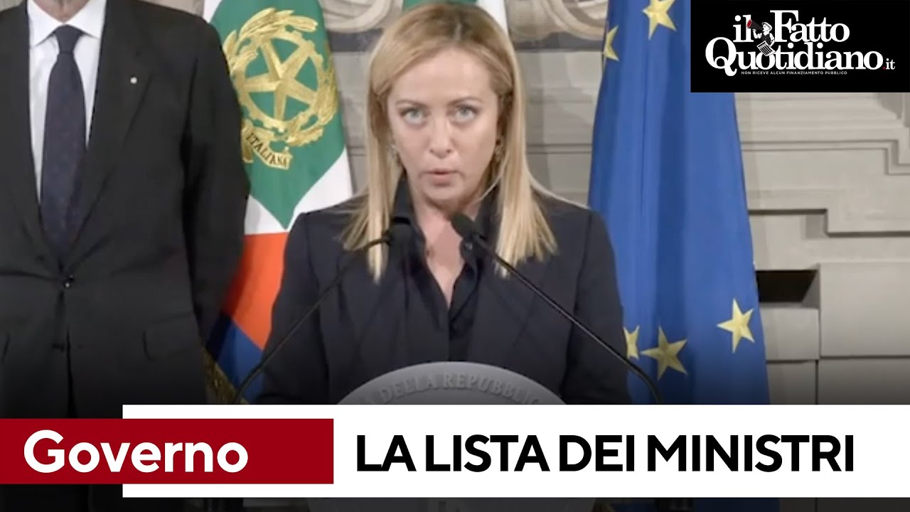 Governo, Meloni legge la lista dei ministri: 
