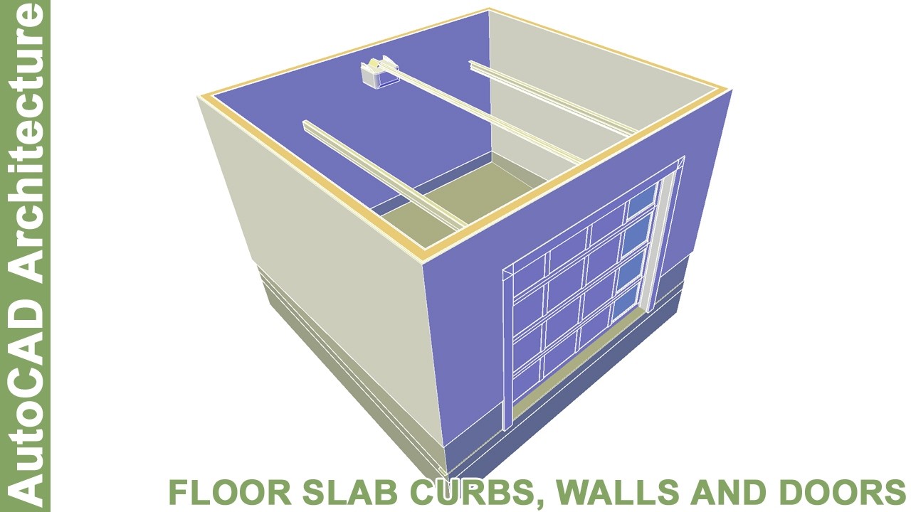 Floor Slab Curbs, Slope, Walls, Doors, Windows and Schedules in AutoCAD Architecture.