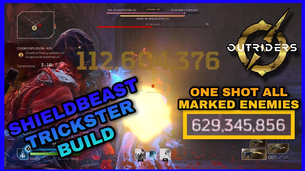 OUTRIDERS - Boom Town Apoc 35 - One Shot Kills All Marked Enemies (Shieldbeast Trickster Build)