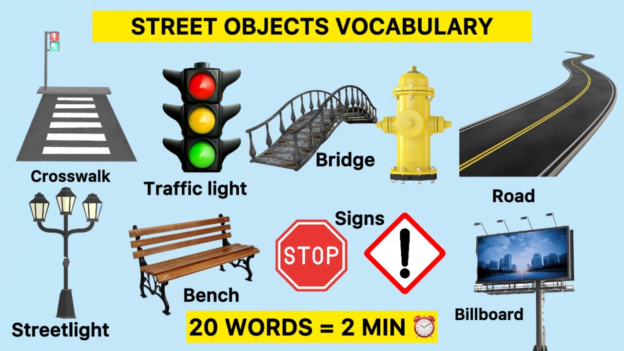 20 Street Objects in English | 2-Minute Vocabulary