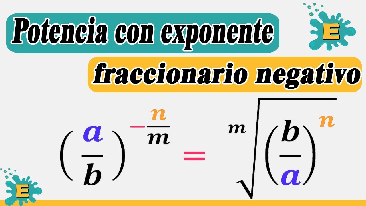 Potencia de un exponente FRACCIONARIO NEGATIVO ✅|| incluye ejemplos