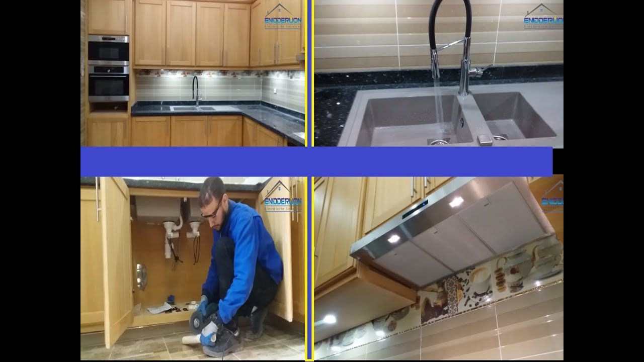 Plomberie sanitaire - Poser un évier de cuisine et sa robinetterie / Installer une hotte aspirante