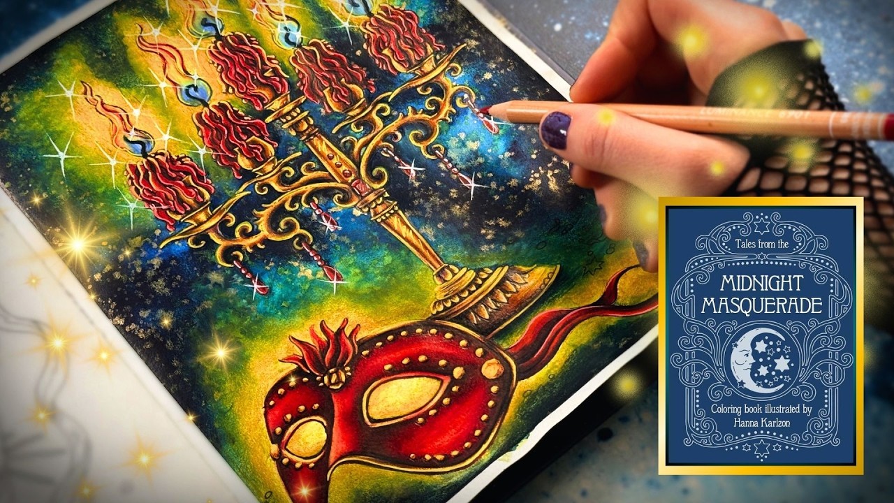 The Power of Mixing Colors in Hanna Karlzon's Midnight Masquerade | Adult Watercolor Coloring