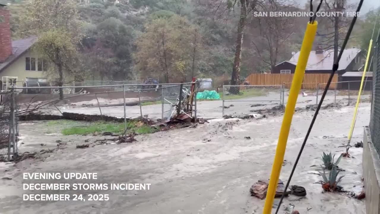 Rescue efforts after flood damage in San Bernardino County, California