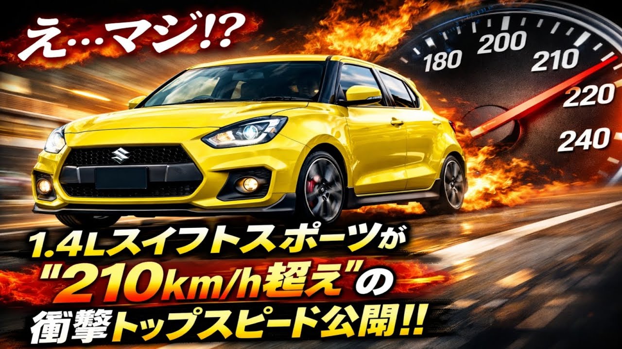 🔥💥え…マジ!? 1.4Lスイフトスポーツが“210km/h超え”の衝撃トップスピード公開‼️