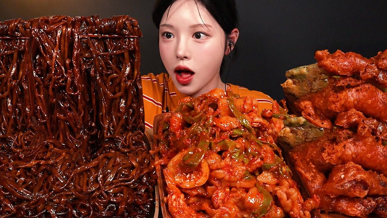 SUB)요청폭발 레몬무뼈닭발 막차타기🔥짜왕에 닭발튀김 먹방! 파김치까지 짜장라면 꿀조합 Jjajang Ramyeon & Chicken Feet Mukbang Asmr