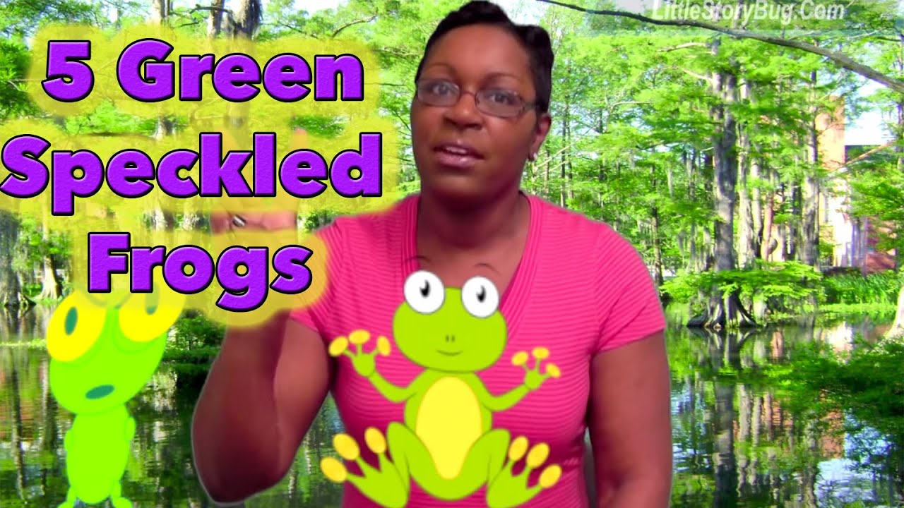 Preschool song - 5 Green and Speckled Frogs - Littlestorybug