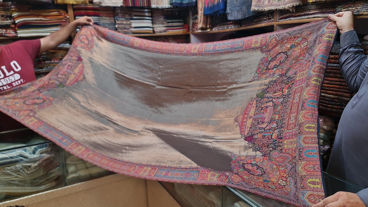 Mughal Darbar Border Moonlight Shawl  Kashmiri Shawl | Fancy Kaani Pashmina Shawl Wedding Wear Shawl