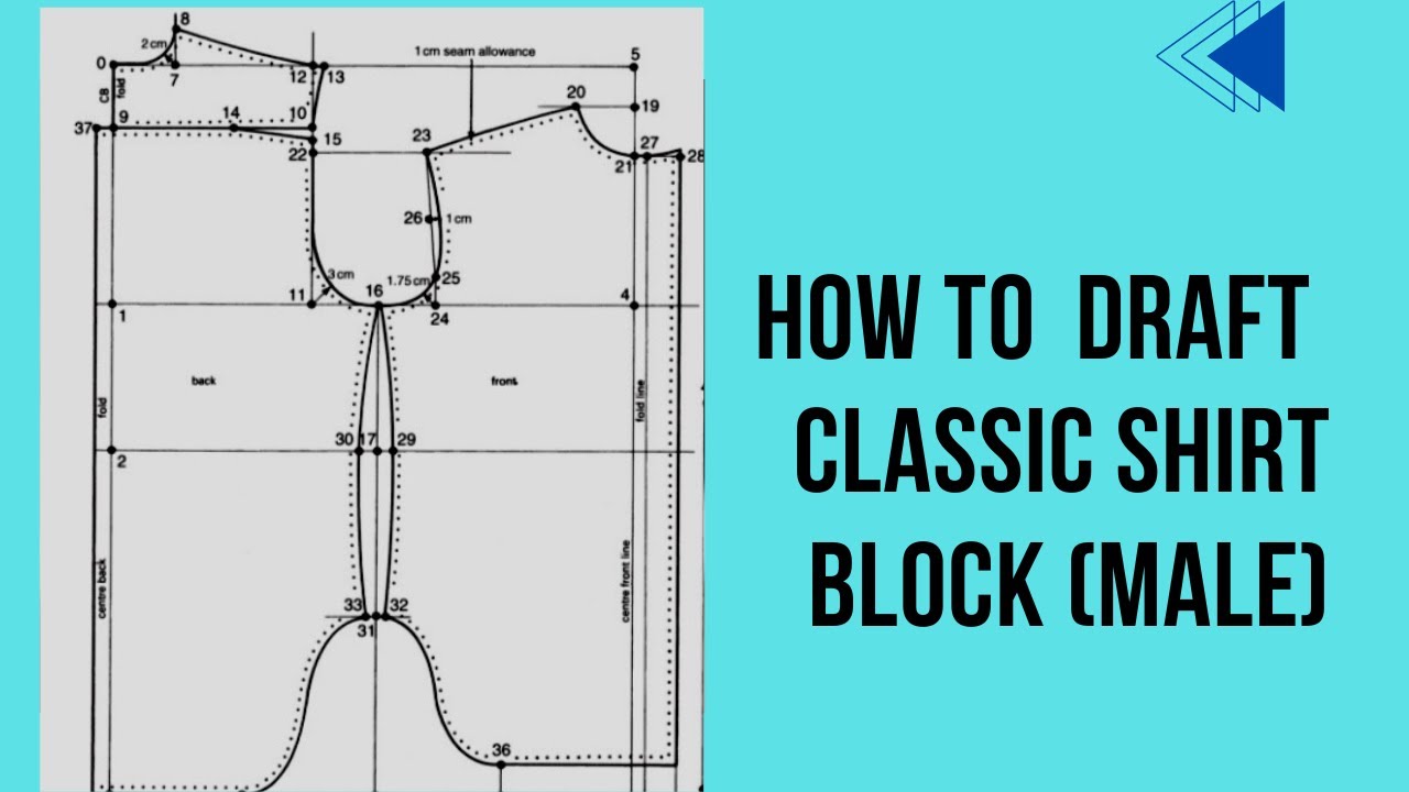 HOW TO DRAFT CLASSIC SHIRT BLOCK (MALE) using METRIC PATTERN{Winifred Aldrich}