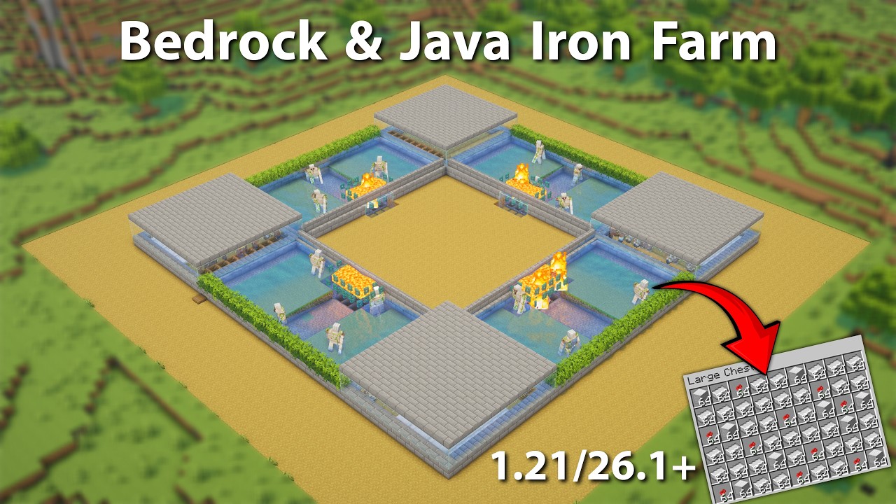 🔥 IRON FARM for Bedrock & Java Both | Works in 1.21 / 26.2+ 🔥