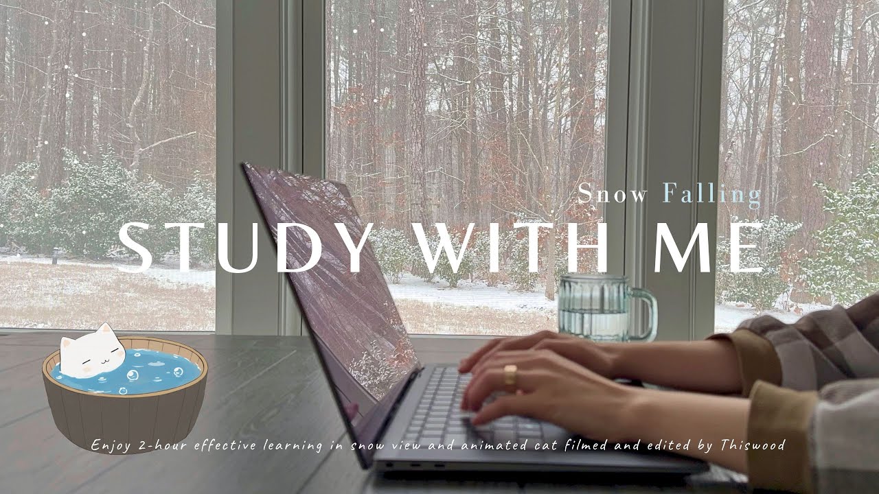 2-HOUR STUDY WITH ME / ❄️ 📖 Immersed in Heavy Snowfall / Piano Lofi & Pomodoro 🍅/ Focus Productivity