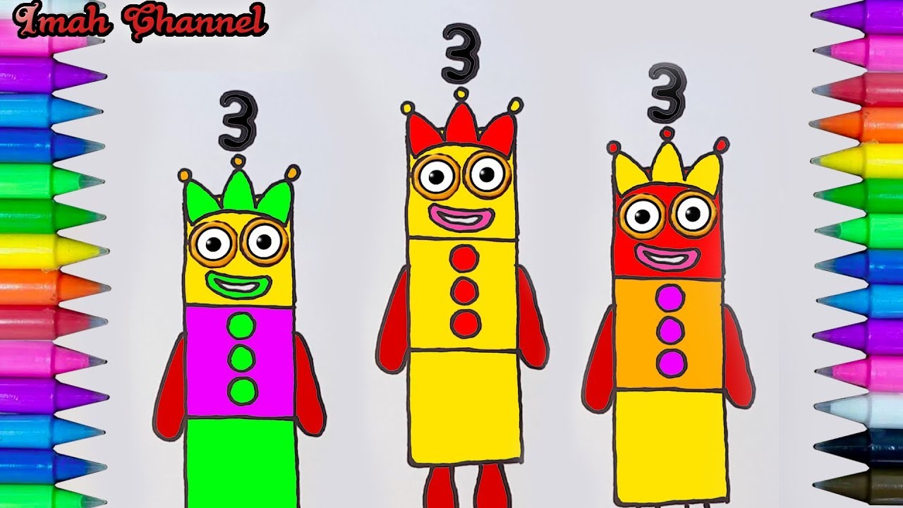 Numberblocks - Sweet number 3 draw | Learn to Count