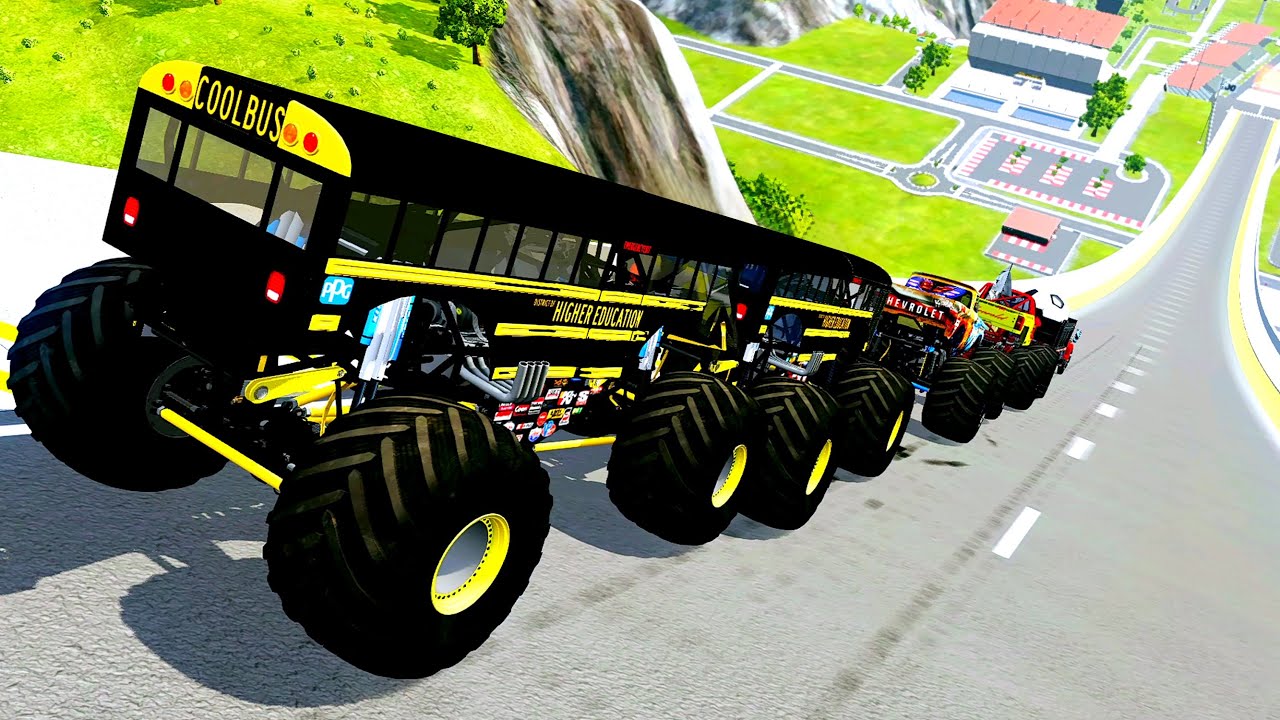 Epic High Speed monster trucks jumps stunts & crashes #085 | BeamNG Drive