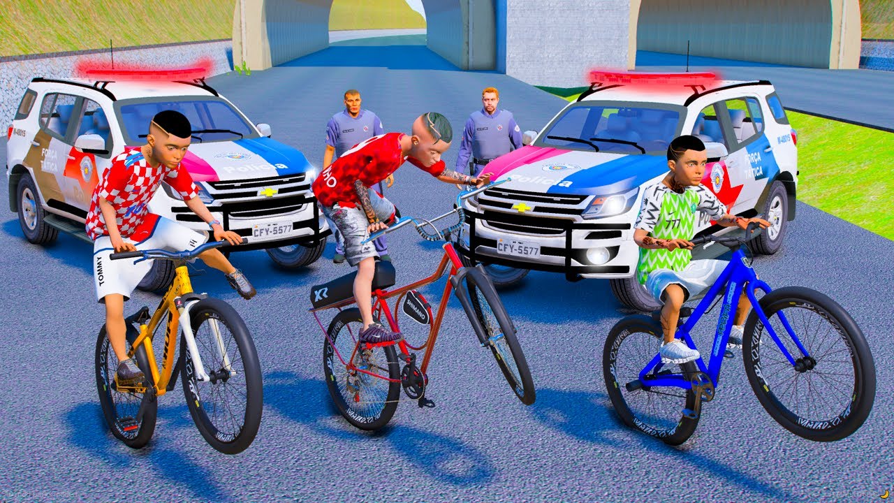 DEI UMA FUGA INSANA DE BIKE ROUBADA COM MEUS AMIGOS no GTA 5 O FILME