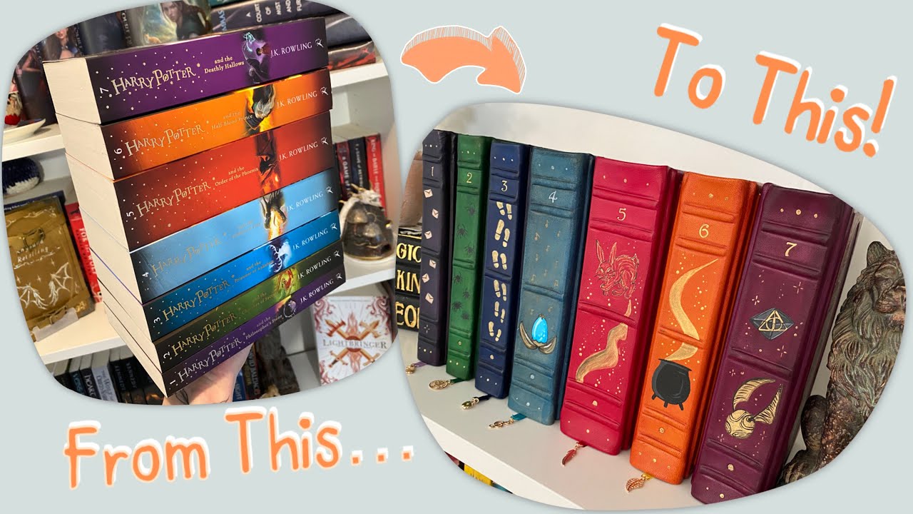 REBINDING The Harry Potter series Into LEATHER Bound Books! [DIY, Bookbinding]