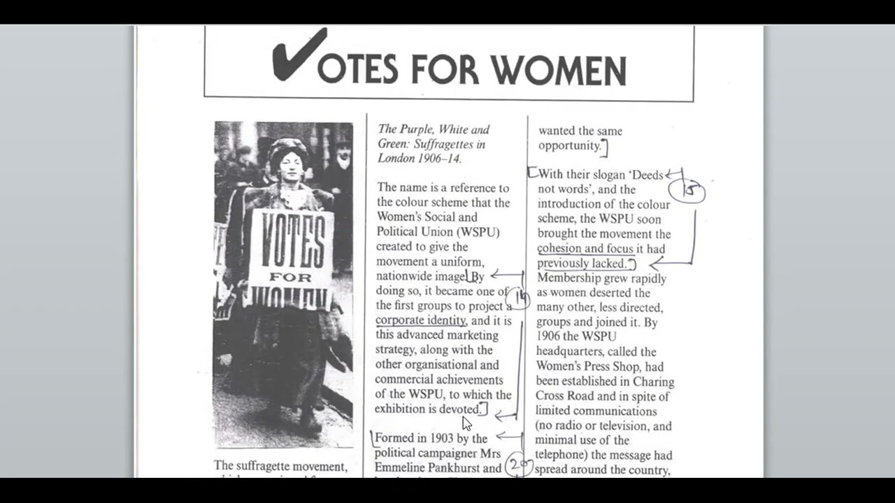 CAMBRIDGE BOOK 3 TEST 4 PASSAGE 2/ VOTES FOR WOMEN READING ANSWER/ DISCUSSION