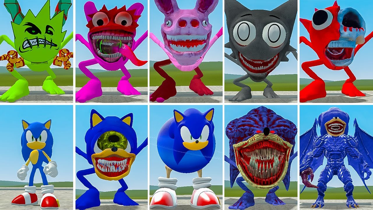 ALL NEW SPRUNKI HORROR FAMILY VS ALL POPPY PLAYTIME CHATER 3 SONIC FAMILY ? in Garrysmod!,...
