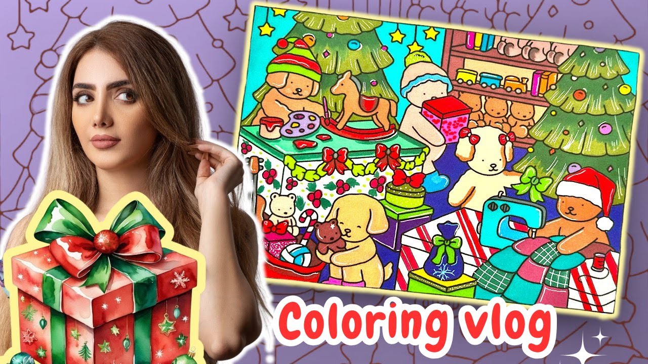 ASMR Adult Coloring Book 🎄 Colour Cozy Christmas Bobbie Goods With Me #adultcoloring #asmr