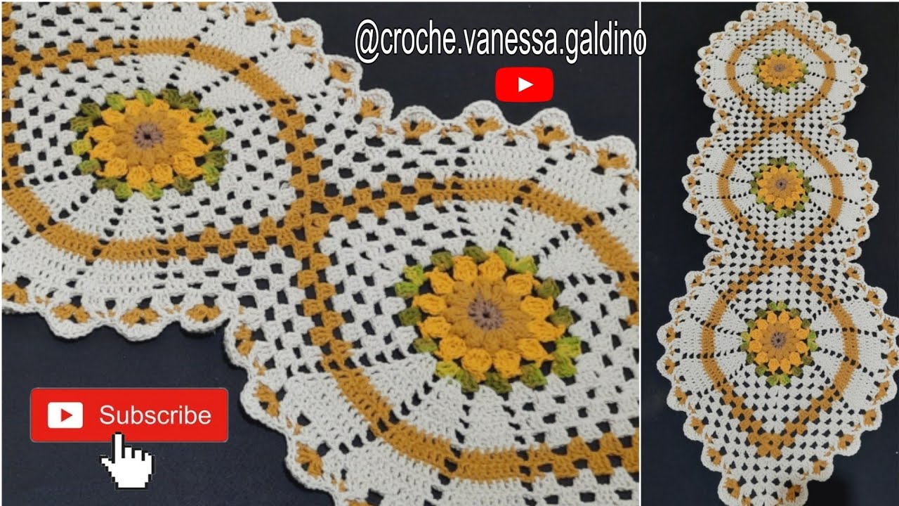 🍃Trilho de Mesa Folha Com Girassol/ Tutorial Crochê Passo a Passo