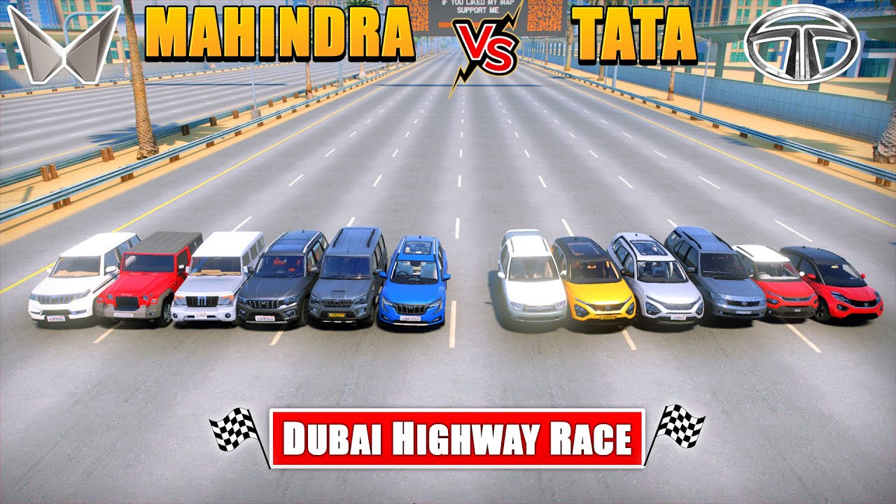 GTA 5 - TATA VS MAHINDRA CARS TOP SPEED TEST + DUBAI HIGHWAY DRAG RACE
