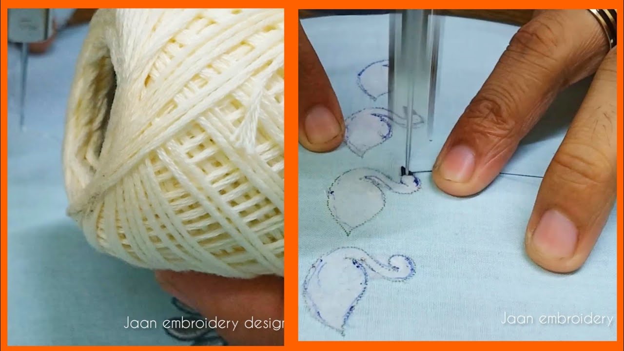 Machine embroidery 3d border design / 3d border with kadai machine