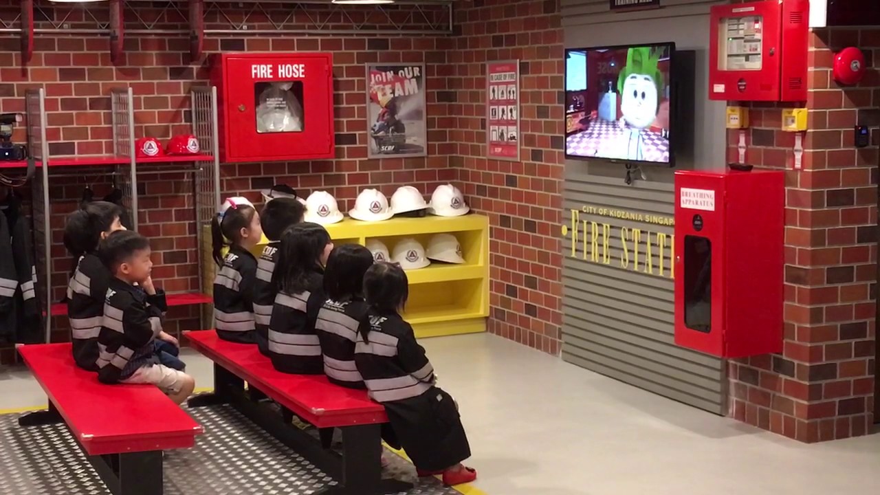 Learning to be a firefighter at Singapore Kidzania