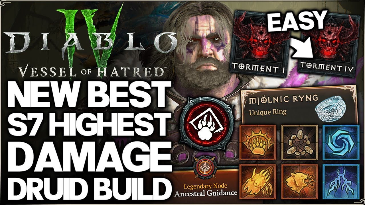 Diablo 4 - New Best S7 HIGHEST DAMAGE Druid Build Guide - New OP Cataclysm = EASY Fast Torment 4!
