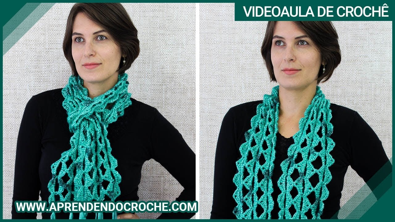 Cachecol de Crochê Jade - Aprendendo Croche