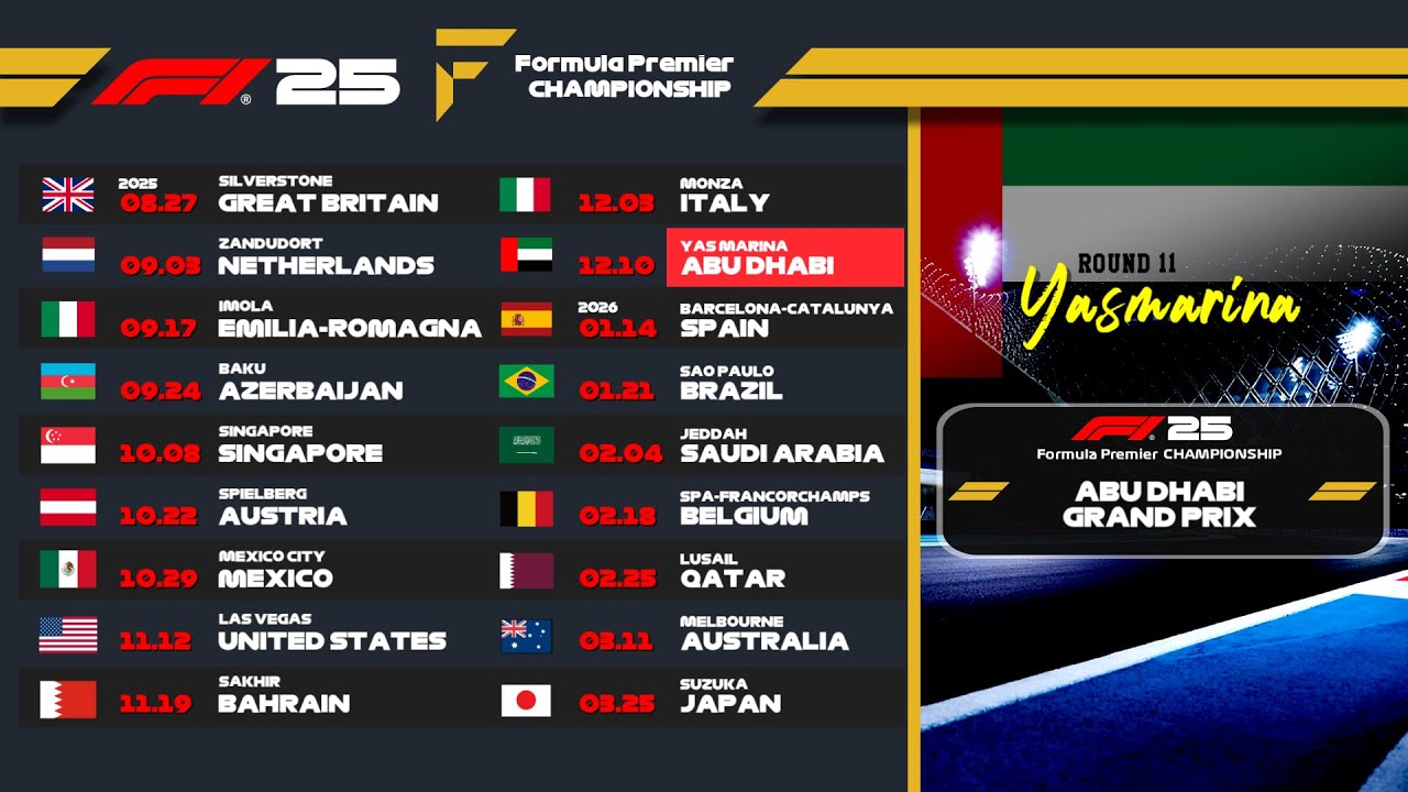 F1 25 Gameplay Formula Premier Championship Rd.11 Abu Dhabi GP