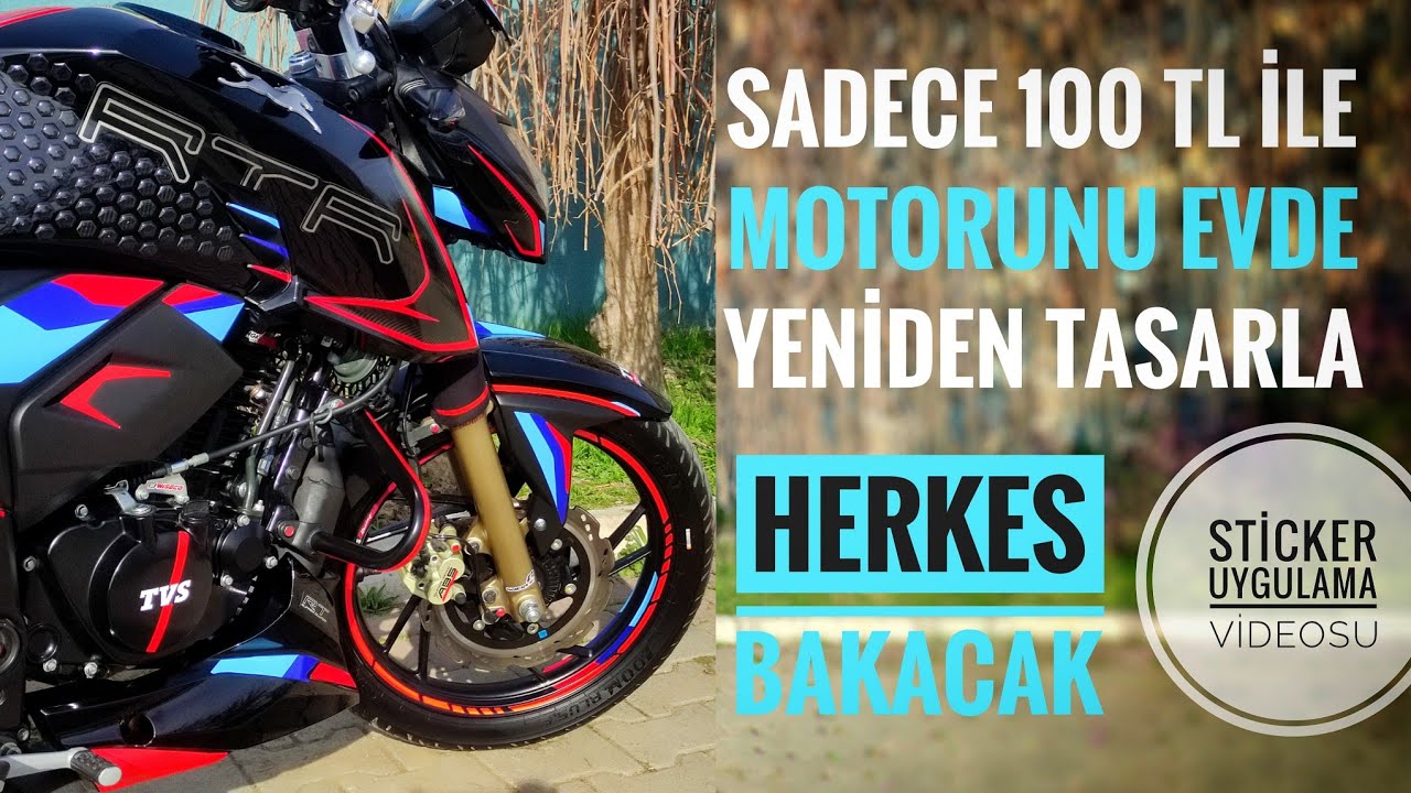 TVS APACHE RTR 200 GÖRSEL MODİFİYE, 18.BÖLÜM, MOTOSİKLETE TASARIM STİCKER NASIL YAPILIR?