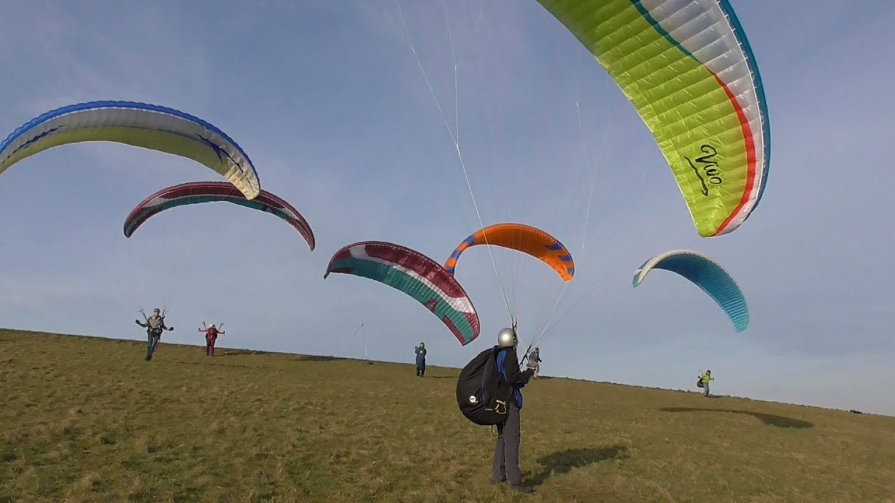 Gleitschirmfliegen am Übungshang Neuwied-Rodenbach 02/2022 paragliding Gleitschirm Fliegen Aufzieh