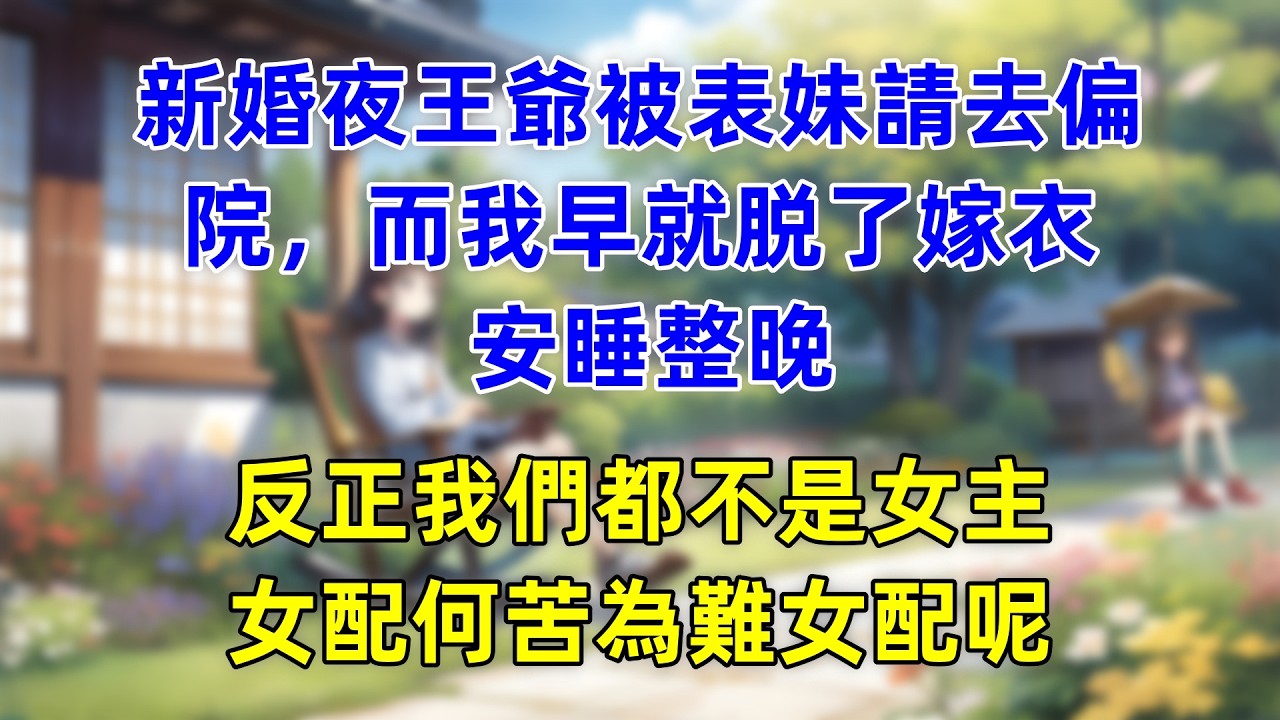 12  新婚夜王爺被表妹請去偏院，而我早就脫了嫁衣 安睡整晚，反正我們都不是女主，女配何苦為難女配呢