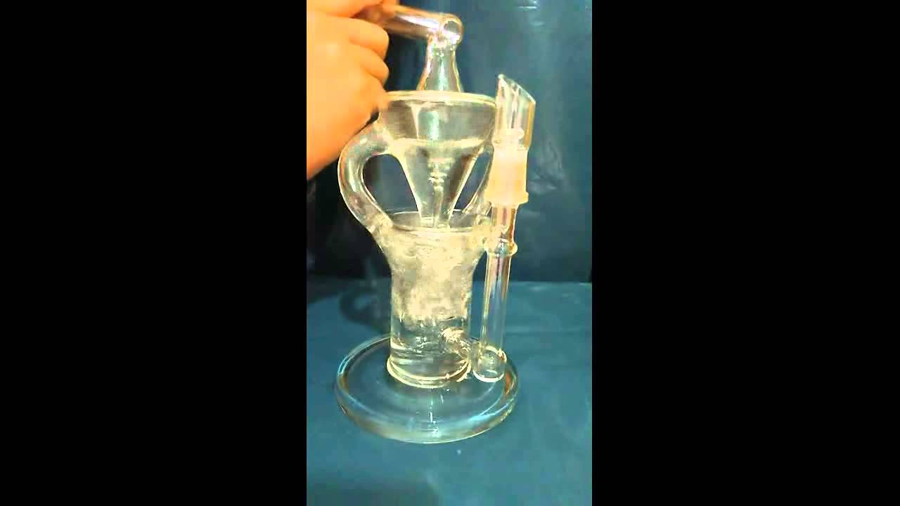 Amazing Glass recycler with fab egg design and vortex effect double recylers