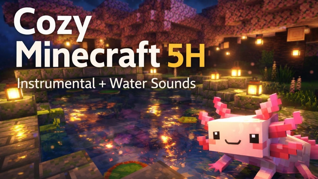 Minecraft Sleep Music 5 Hours – Relaxing Piano Instrumental + Water Sounds 🎹🌊